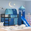 vidaXL Kinderhoogslaper met toren 90x190 cm massief grenenhout blauw