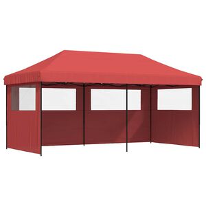 vidaXL Partytent inklapbaar pop-up met 3 zijwanden bordeauxrood
