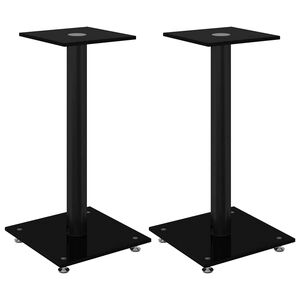 vidaXL Luidsprekerstandaards 2 st 1 pijler gehard glas zwart