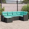 vidaXL 6-delige Loungeset met kussens poly rattan zwart