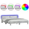 vidaXL Bedframe met hoofdeinde en LED-licht betongrijs 160x200 cm