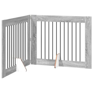 vidaXL Opvouwbaar hondenhek met standaards 2 pcs Grijs sonoma 200,5 cm
