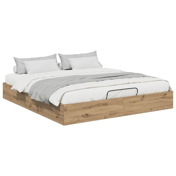 vidaXL Ottoman Bedframe Ambachtelijk eiken 203 x 160 x 25 cm