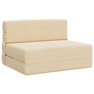 vidaXL Vouwbare Sofa Bed Matras Cr&egrave;mekleurig 70 x 80 x 60 cm Stof