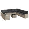 vidaXL 12-delige Loungeset met kussens poly rattan lichtgrijs