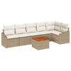 vidaXL Tuinbankenset met kussen 7 pcs Beige poly rattan
