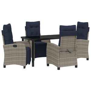 vidaXL Tuin eettafelset 5 st Grijs poly rattan