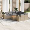 vidaXL 9-delige Loungeset met kussens poly rattan beige