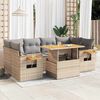 vidaXL 7-delige Loungeset met kussens poly rattan acacia beige