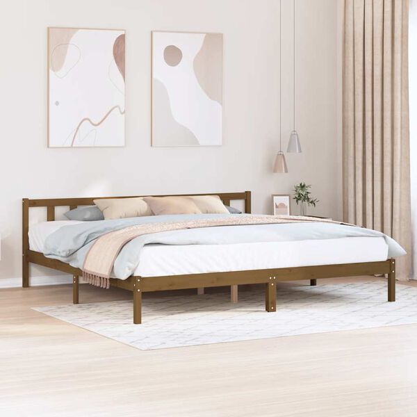 vidaXL Bedframe massief grenenhout honingbruin 200x200 cm