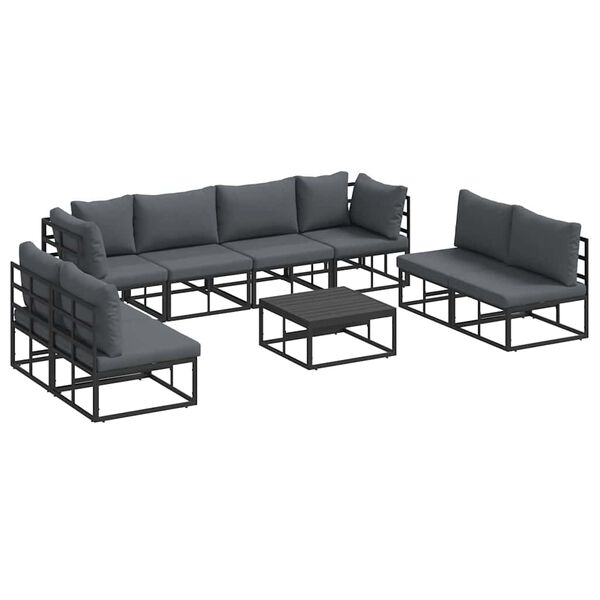 vidaXL Tuin Sofa Set met kussen 9 pcs Zwart Aluminium