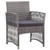 vidaXL Tuinstoelen met kussens 2 st poly rattan grijs