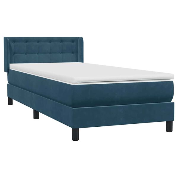 vidaXL Boxspring met matras fluweel donkerblauw 80x220 cm