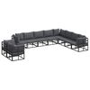 vidaXL Tuinbankenset 10 st Zwart Aluminium