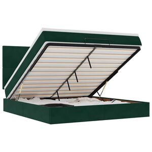 vidaXL Ottoman bed met matrassen 180x200cm fluweel donkergroen