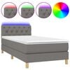 vidaXL Boxspring met matras en LED stof donkergrijs 80x200 cm