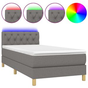 vidaXL Boxspring met matras en LED stof donkergrijs 80x200 cm