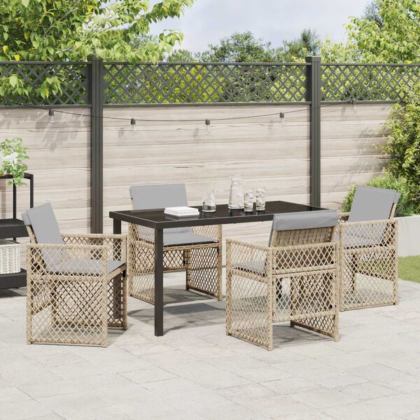 vidaXL Tuin eettafelset 5 pcs Beige poly rattan