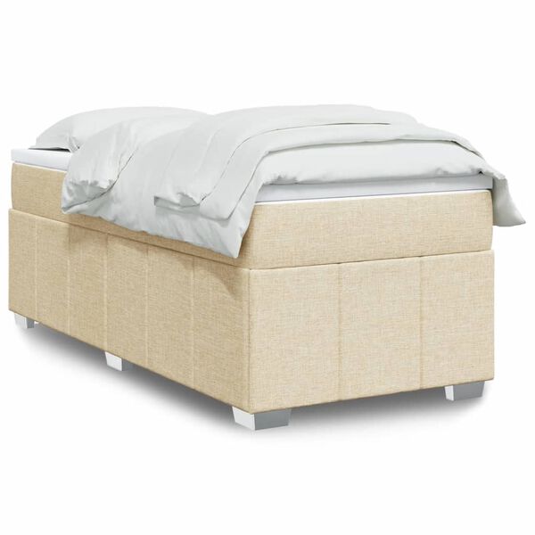 vidaXL Boxspring met matras stof cr&egrave;mekleurig 90x200 cm