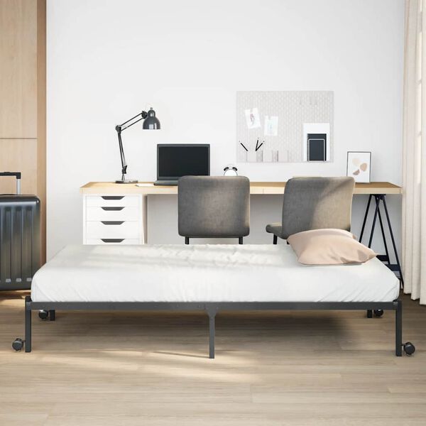 vidaXL Bedframe zonder matras opvouwbaar 100x200 cm staal zwart