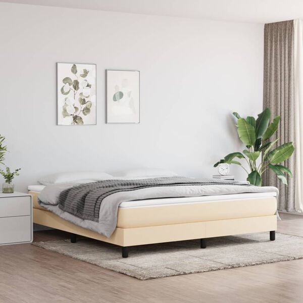 vidaXL Boxspring bed stof cr&egrave;mekleurig 160x200 cm