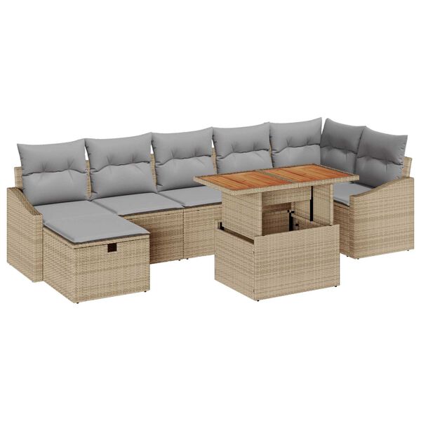 vidaXL Tuin Sofa Set 8 pcs Beige poly rattan