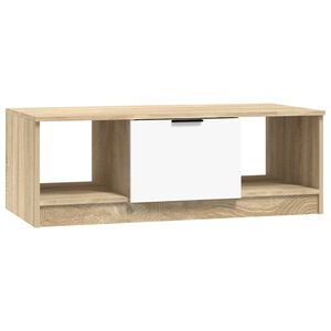 vidaXL Salontafel 102x50x36 cm bewerkt hout wit en sonoma eikenkleurig