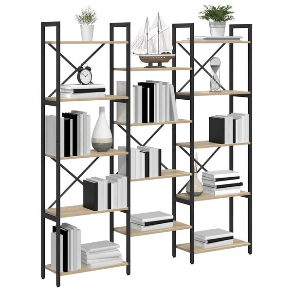 vidaXL Boekenkast Sonoma Eiken 156 x 25 x 167 cm Bewerkt hout