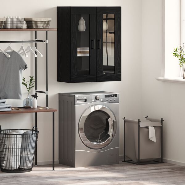 vidaXL Dressoir Zwart Eiken 69,5 x 34 x 90 cm Bewerkt hout