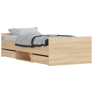 vidaXL Bedframe met hoofd- en voeteneinde sonoma eikenkleur 90x190 cm