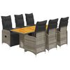 vidaXL 7-delige Bistroset met kussens poly rattan grijs