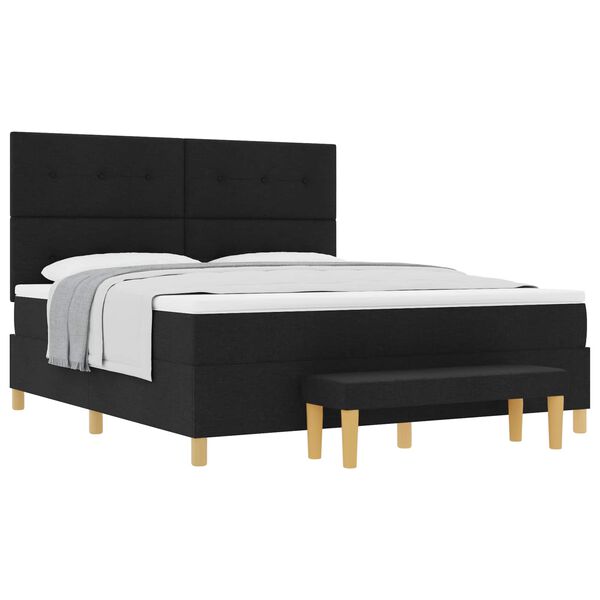 vidaXL Boxspring bed met matras met hoofdeinde Zwart 180 x 200 cm Stof