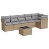 vidaXL 7-delige Loungeset met kussens poly rattan beige