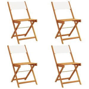 vidaXL Klapstoelen, 4 stuks, cr&egrave;mekleurige stof en massief hout