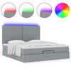 vidaXL Ottoman bed met matras en LED's 180x200cm stof lichtgrijs