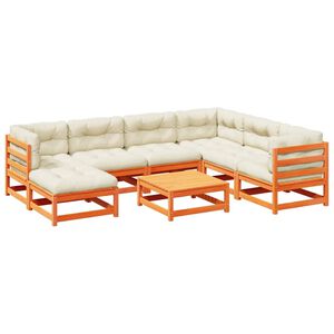 vidaXL 8-delige Loungeset met kussens massief grenenhout wasbruin