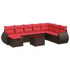 vidaXL 9-delige Loungeset met kussens poly rattan bruin