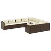 vidaXL 10-delige Loungeset met kussens poly rattan bruin