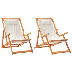 vidaXL Opklapbare stoelen, 2 stuks, cr&egrave;mekleurige stof