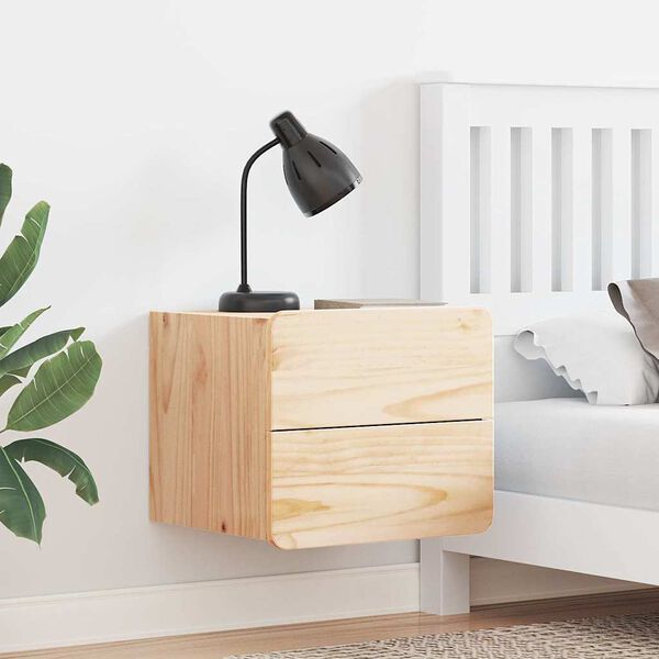 vidaXL Nachtkastje met lade Bruin 39 x 34 x 33 cm Massief grenenhout