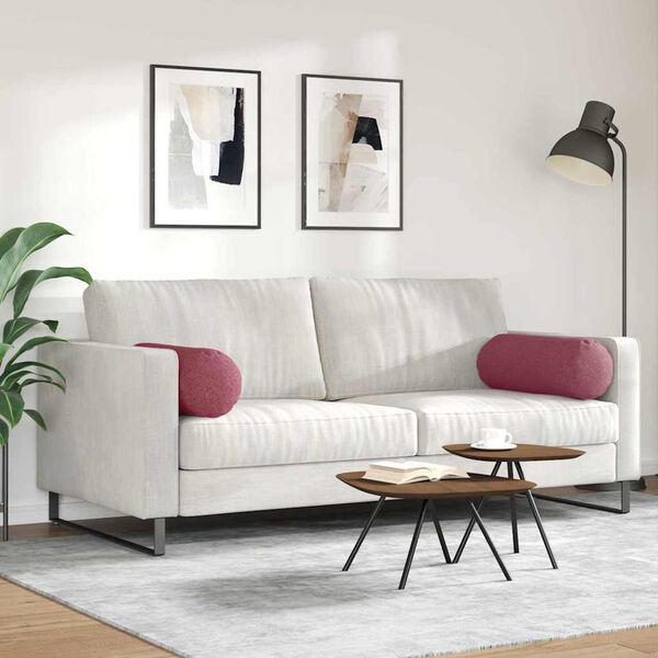 vidaXL Bolster Kussens 2 stuks Wijnrood Ø 25 x 70 cm Stof