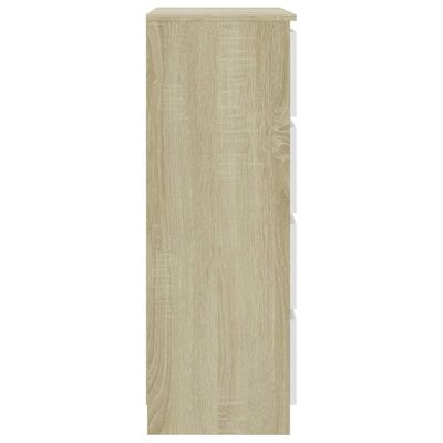 vidaXL Dressoir 60x35x98,5 cm bewerkt hout wit en sonoma eikenkleurig