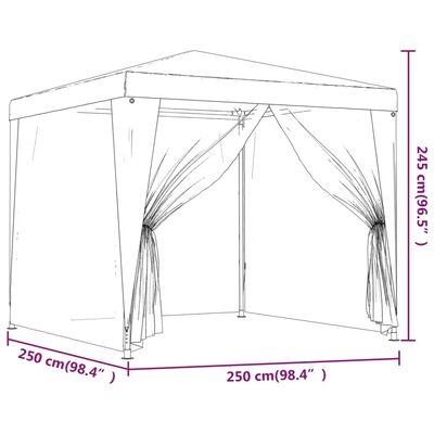 vidaXL Partytent met 4 mesh zijwanden 2,5x2,5 m HDPE groen