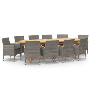 vidaXL 11-delige Tuinset met kussens grijs