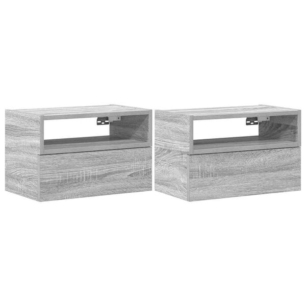 vidaXL Nachtkastjes 2st wandgemonteerd 45x26x28,5cm grijs sonoma eiken