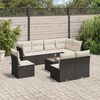 vidaXL 9-delige Loungeset met kussens poly rattan zwart