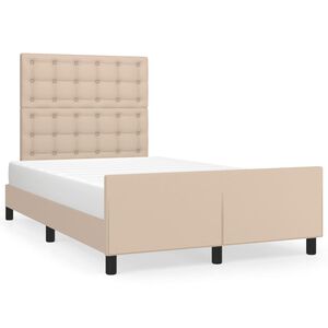 vidaXL Bedframe zonder matras 120x190 cm kunstleer cappuccinokleurig
