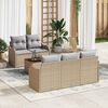 vidaXL Tuinbankenset met opslag 6 pcs Beige en Licht Grijs poly rattan