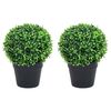vidaXL Kunstplanten met pot 2 st buxus bolvorming 37 cm groen