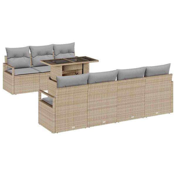 vidaXL Tuin Sofa Set met kussen 8 pcs Beige en Lichtgrijs poly rattan